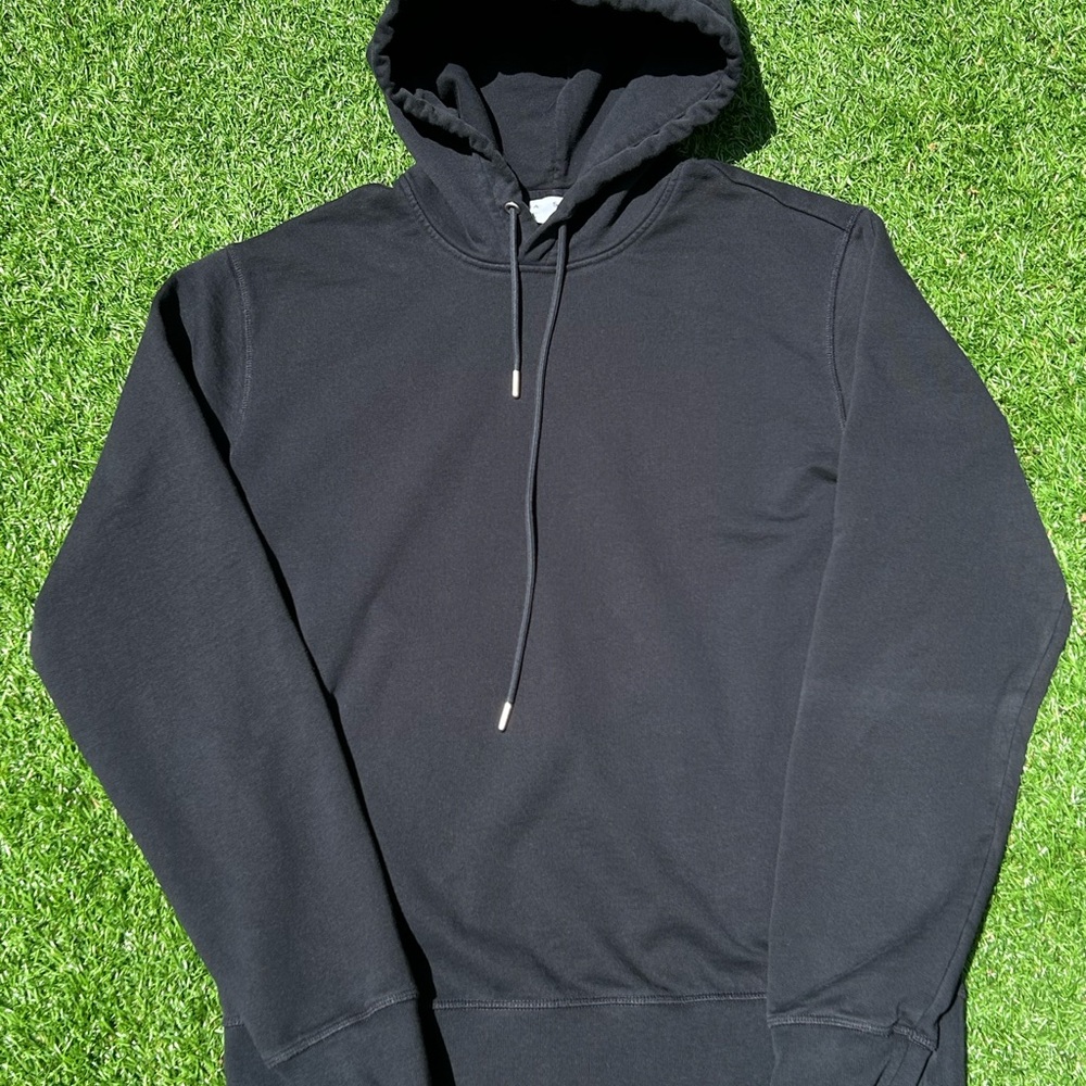 Asket Hoodie Solid Black Hooded Sweatshirt Medium Regular